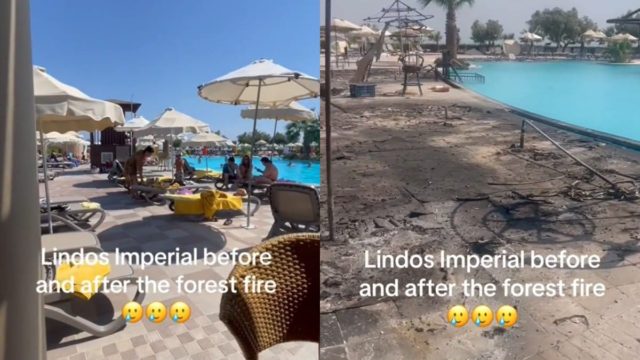 Φωτιά στη Ρόδο: Συγκλονιστικό βίντεο τουρίστα με το ξενοδοχείο που έμενε στη Λίνδο πριν και μετά