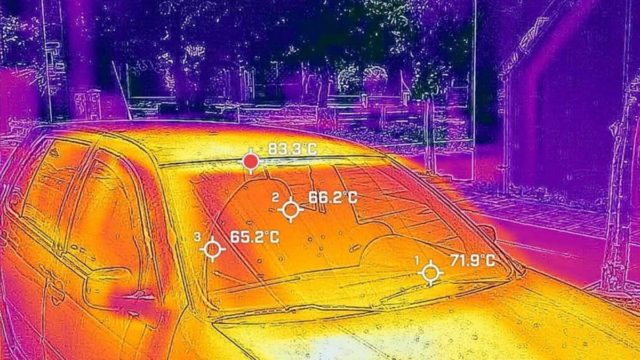 Καύσωνας Κλέων: Τους… 84 βαθμούς φθάνει η θερμοκρασία στις οροφές αυτοκινήτων – Φωτογραφίες από θερμική κάμερα