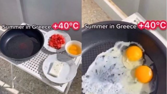Τα απίστευτα του καύσωνα: Έβγαλε το τηγάνι στο κέντρο της Αθήνας και έφτιαξε ομελέτα (video)