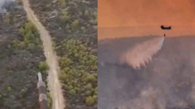 Ευχαριστούμε τους ήρωες: Συγκλονιστικό βίντεο μέσα από το πιλοτήριο του Σινούκ που επιχειρεί στη φωτιά στο Λουτράκι
