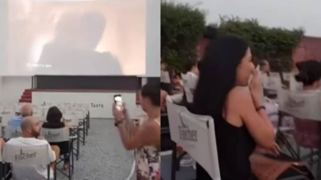 Πήγε σινεμά και είδε στην οθόνη τον αγαπημένο της να της κάνει πρόταση γάμου (video)