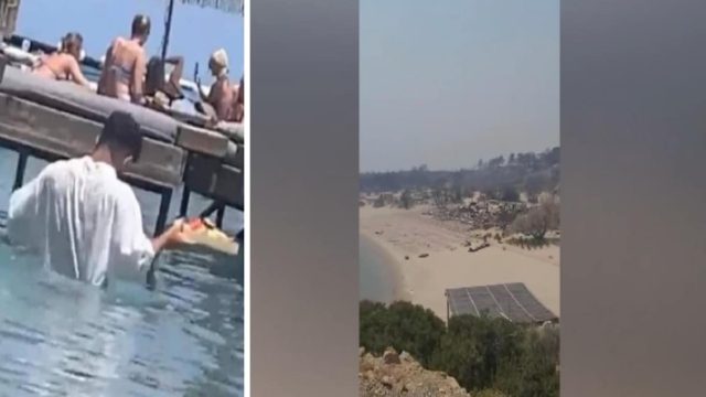 Φωτιά στη Ρόδο: Καταστροφές στο γνωστό beach bar με τον σερβιτόρο “δύτη” και τις παράνομες κατασκευές εντός της θάλασσας