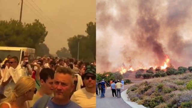 Εκτός ελέγχου η φωτιά στη Ρόδο: Καίγονται πεντάστερα ξενοδοχεία στο Κιοτάρι – Εκκενώσεις δια θαλάσσης (Video)
