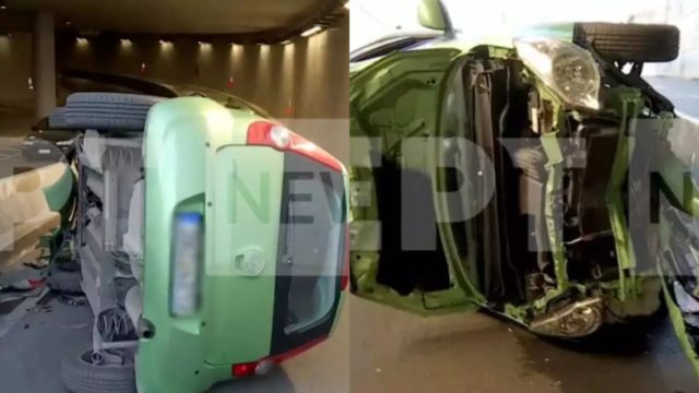 Σοβαρό τροχαίο στη Λεωφόρο Δεκελείας – Αναποδογύρισε αυτοκίνητο