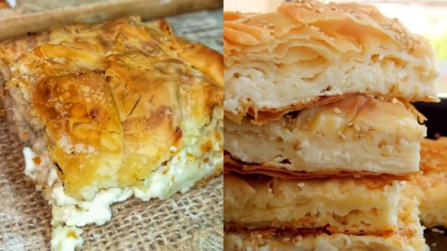 Μυρωδάτη τυρόπιτα με τραγανό φύλλο και κρεμώδη γέμιση από φέτα, ανθότυρο και δυόσμο