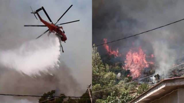 Συγκλονιστικά πλάνα από την Πάρνηθα: Όσα «είδε» το συντονιστικό ελικόπτερο της Πυροσβεστικής – Οι εντολές του χειριστή για την προσέγγιση στις χαράδρες (video)