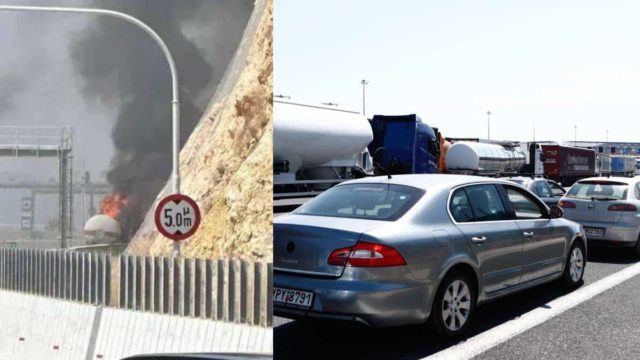 Ξεχειλίζει η αγανάκτηση στην κλειστή Αθηνών-Κορίνθου: «Μέσα στον ήλιο εγκλωβισμένοι τόσες ώρες, ο σύζυγός μου είναι καρδιοπαθής» – Σε εξέλιξη επιχείρηση μετάγγισης του υγραερίου από το βυτιοφόρο (video)