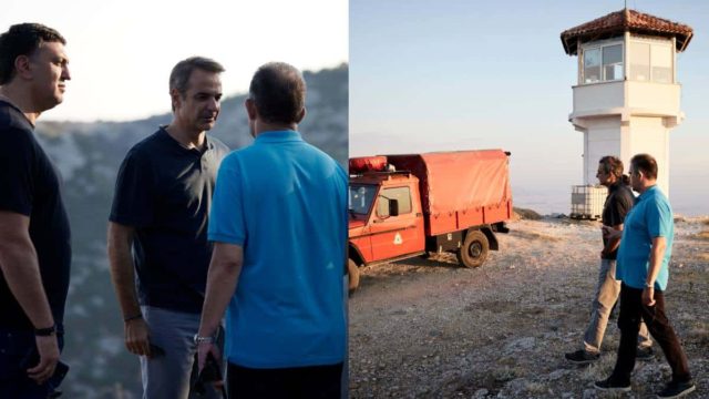 Το χρονικό της αυτοψίας του Κυριάκου Μητσοτάκη στην Πάρνηθα – Η επίσκεψη σε πυροφυλάκιο στην κορυφή του βουνού και όσοι τον συνόδευσαν (photos)