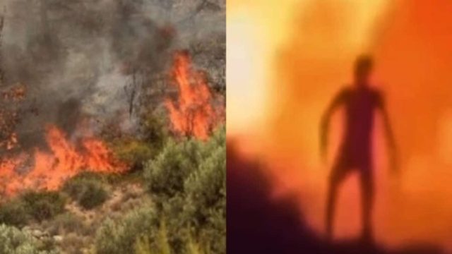 Μυστήριο με την σκιά: Ανατριχιαστικό βίντεο δείχνει μια ανθρωπόμορφη φιγούρα να περπατά αλώβητη μέσα από φωτιά!