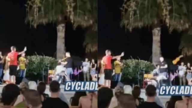 Μερακλής χορευτής στη Νάξο ήθελε να κάνει θεαματική φιγούρα και εκσφενδόνισε το βιολί του οργανοπαίκτη (video)