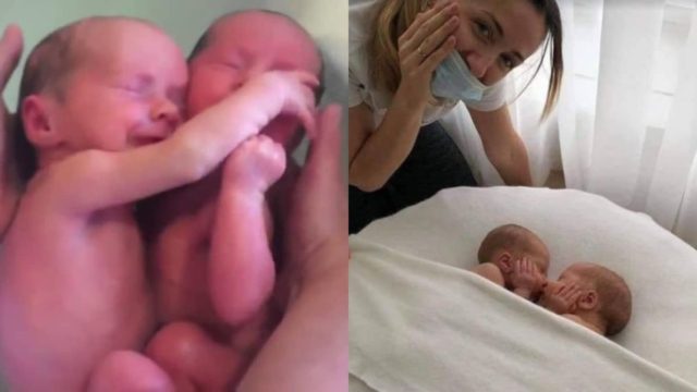 Νεογέννητα δίδυμα φιλιούνται τόσο τρυφερά και γλυκά που μας συγκίνησαν