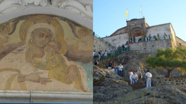 Παναγία Γλυκοφιλούσα: Ευλαβικός Δεκαπενταύγουστος στο εκκλησάκι της Λέσβου με τα 114 λαξευμένα σκαλιά στον βράχο και την αμύθητη θέα στην θάλασσα