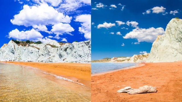 Κατακόκκινη άμμος και κρυστάλλινα γαλανά νερά: Η παραλία ελληνικού νησιού που βρίσκεται στις 20 πιο παράξενες του κόσμου