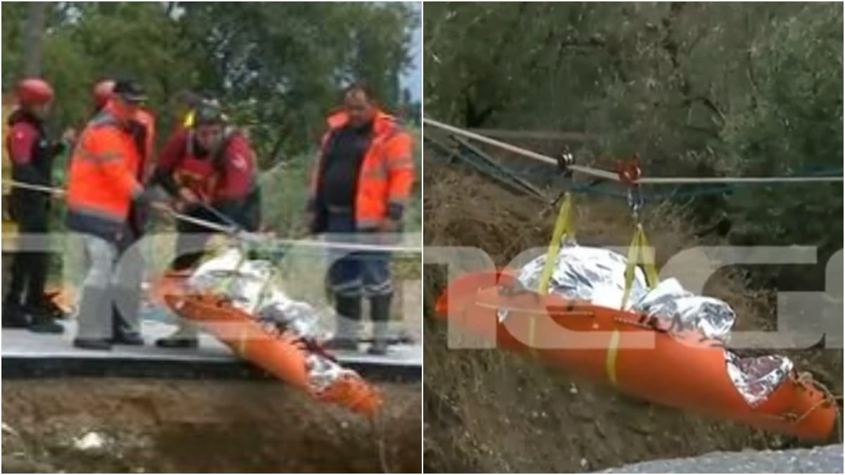 Το ευχάριστο της ημέρας: Διέδωσαν τον οδηγό που εγκλωβίστηκε σε δρόμο που κατέρρευσε στο Πήλιο – Καρέ-καρέ η αερομεταφορά του (video)