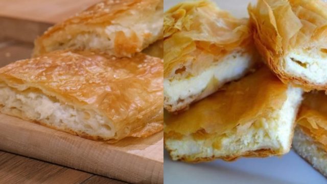 Παραδοσιακή τυρόπιτα με κρεμώδη γέμιση φέτας και τυριού έτοιμη σε 5′