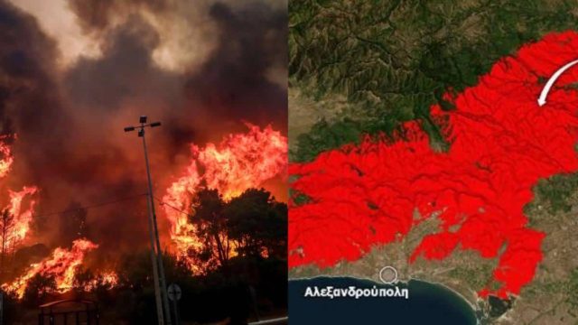 Ένας Έβρος στάχτη και αποκαΐδια απ’ άκρη σ’ άκρη: Σοκαριστικός χάρτης του meteo με καμένα 935.000 στρέμματα γης – Μαίνεται για 16η ημέρα η πύρινη λαίλαπα (video)