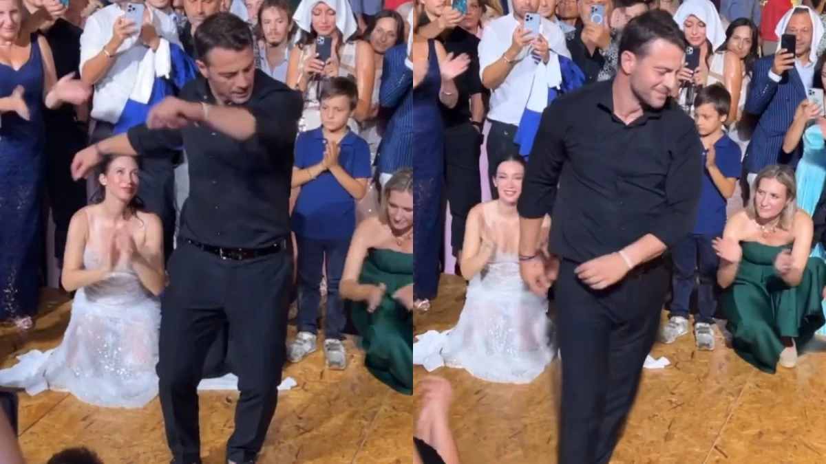 Γιώργος Αγγελόπουλος: Σείστηκε η γη με το ζεϊμπέκικό του κάτω από βροχή στη δεξίωση του γάμου του