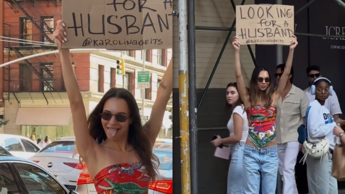 «Ψάχνω σύζυγο»: 29χρονη καλλονή κυκλοφορούσε στους δρόμους με πλακάτ στα χέρια (video)