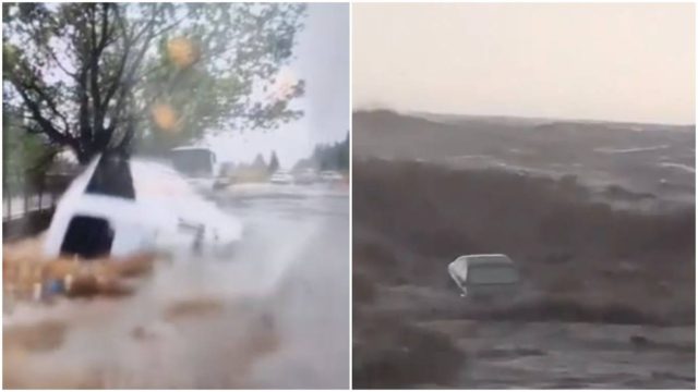 Σκηνές «αποκάλυψης» στη Μαγνησία: Θάλασσα «καταπίνει» μονομιάς λεωφορέιο και αυτοκίνητα (videos)