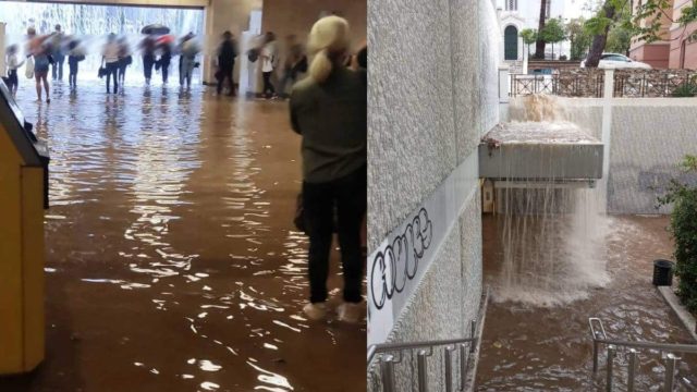 Κακοκαιρία Daniel: Πλημμύρισε το μετρό της Αθήνας – Αδιανόητες εικόνες στον «Ευαγγελισμό» με το νερό να ξεχειλίζει από τον σταθμό (video)