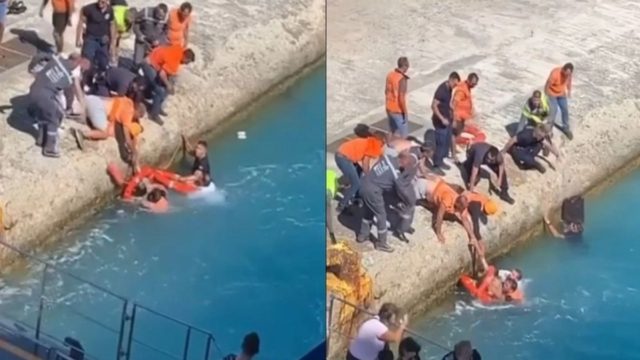 Θρίλερ στην Τήνο: Γυναίκα έπεσε στην θάλασσα κατα την επιβίβασή της σε πλοίο  (video)