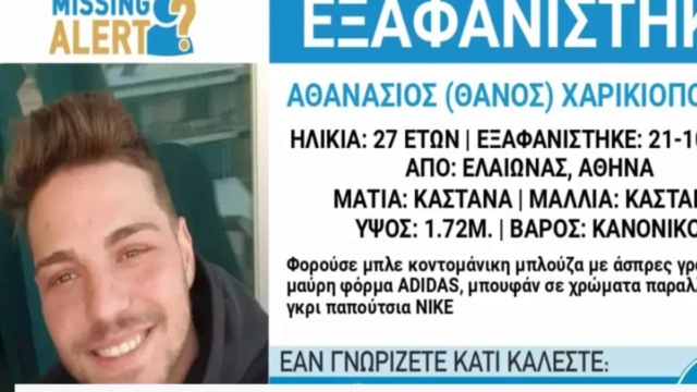 Συναγερμός στην Αθήνα για τον 27χρονο Θάνο Ζαρικιόπουλο