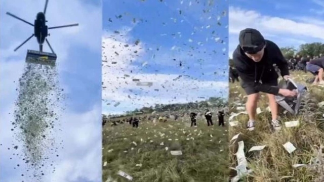 Influencer πέταξε 1 εκατ. δολάρια από ελικόπτερο και εκατοντάδες άτομα έδωσαν… μάχη (video)