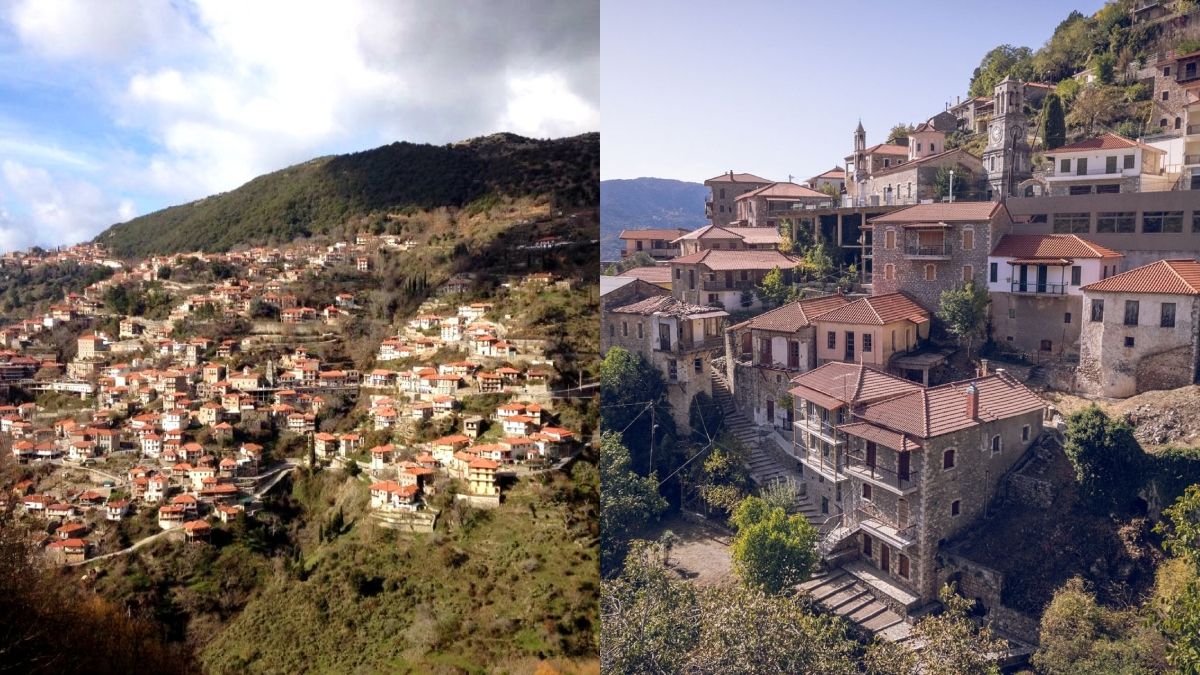 Απόκοσμο θέαμα: Το γραφικό χωριό της Πελοποννήσου που μοιάζει να κρέμεται από την πλαγιά του βουνού (video)