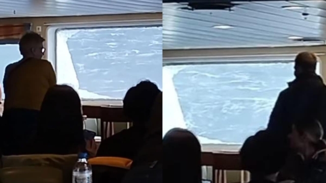 Θρίλερ σε πλοίο στον Αργοσαρωνικό: Κύματα έσπασαν τζάμια! – «Αγώνας» για να δέσει στο λιμάνι (video)