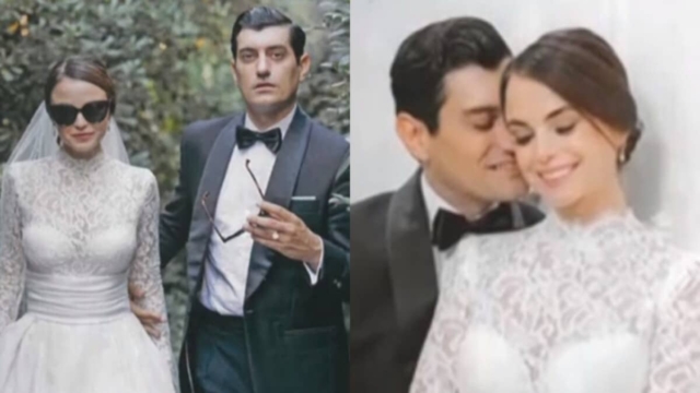 «Πριγκιπικό» με τεράστια ουρά και δαντελωτό ζιβάγκο: Αδημοσίευτες φωτογραφίες από το νυφικό της Τουμάση στον γάμο με τον Πανταζάρα!