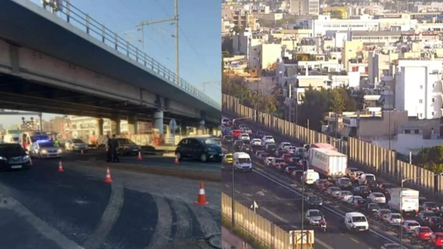 Χάος στον Κηφισό με ουρές χιλιομέτρων: Έπεσαν μπάζα από φορτηγό στο ύψος του Ρέντη – Ταλαιπωρία για τους οδηγούς και μεγάλη κίνηση