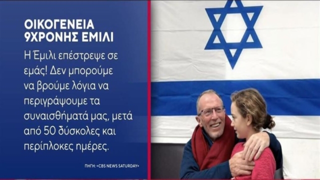 Πόλεμος στο Ισραήλ: «Mόνο ψιθυρίζει… φοβάται να κάνει θόρυβο» – Συγκλονίζει ο πατέρας της 9χρονης Εμιλι που απελευθερώθηκε από τη Χαμάς (Video)
