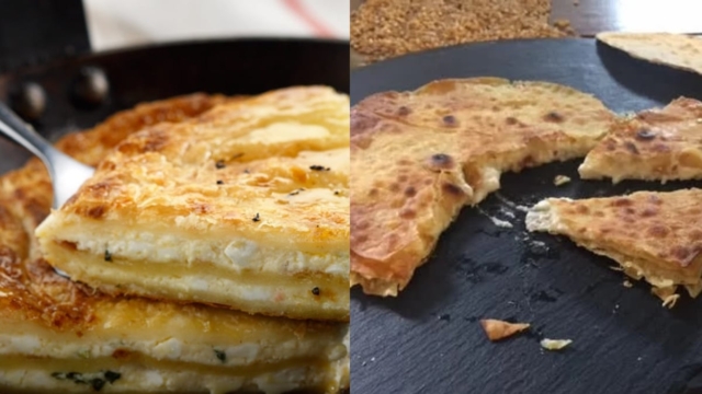 «Ονειρική» τυρόπιτα χωρίς φούρνο μέσα σε 5′! Κρατσανιστή έξω, ζουμερή από μέσα (video)