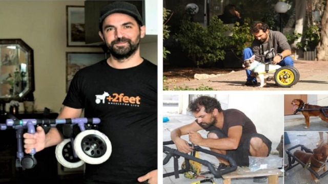 Βασίλης Τζιγκούρας: Από υδραυλικός, σωτήρας ανάπηρων ζώων – Ο άνθρωπος που διευκολύνει τις ζωές σκύλων με κινητικά προβλήματα κατασκευάζοντας αναπηρικά αμαξίδια (Video)