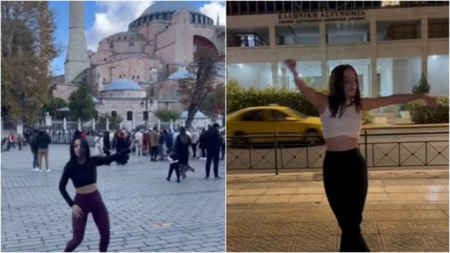 Το έκανε ξανά: Χόρεψε ζεϊμπέκικο και στην Αγιά Σοφιά η κοπέλα που είπε «ευχαριστώ» στην ΕΛΑΣ έξω από τη ΓΑΔΑ (video)