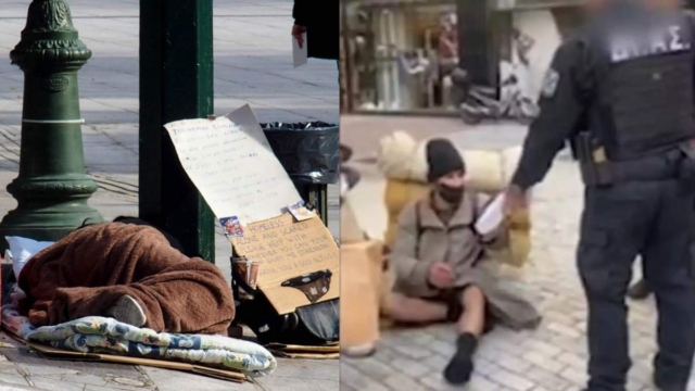 Καλύτερο από το να χτυπάς κόσμο:  Αστυνομικοί αγόρασαν παπούτσια και κάλτσες σε άστεγο στο κέντρο της Αθήνας