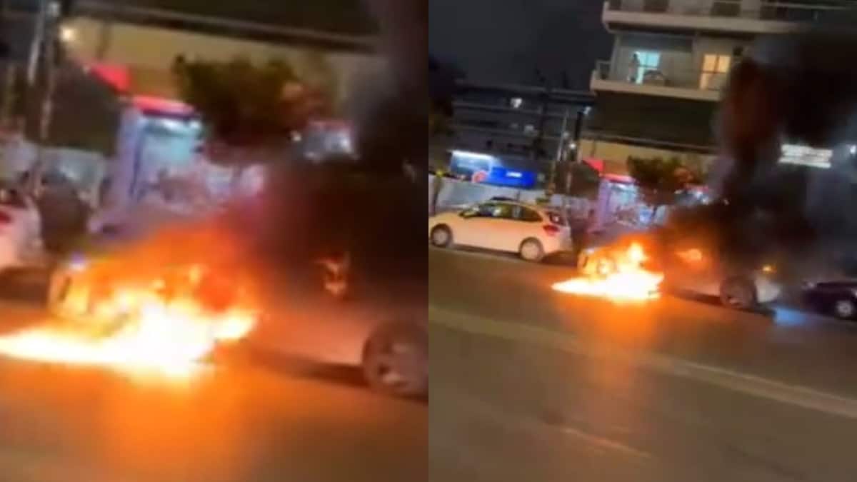 Συγκλονιστικό βίντεο! Αυτοκίνητο έπιασε φωτιά στην Λεωφόρο Βεΐκου (video)