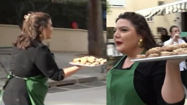 Άφησε το πλατό και πήρε τους δρόμους: Η Δανάη Μπάρκα με δίσκο στα χέρια μοίραζε μελομακάρονα και κουραμπιέδες σε περαστικούς (video)