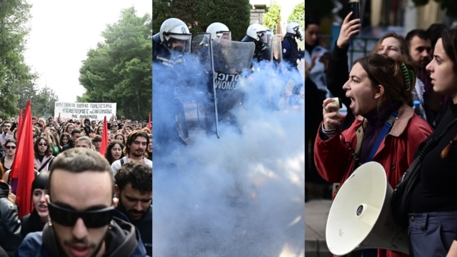 Σοβαρά επεισόδια με χημικά στη Σύνοδο Πρυτάνεων – Εκατοντάδες φοιτητές λένε «όχι» στα ιδιωτικά πανεπιστήμια (photos)