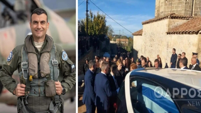 «Πέταξε στους αιθέρες»: Σε κλίμα βαθιάς οδύνης η κηδεία του επισμηναγού Επαμεινώνδα Κωστέα – Τραγικές φιγούρες η γυναίκα και οι γονείς του (Video)