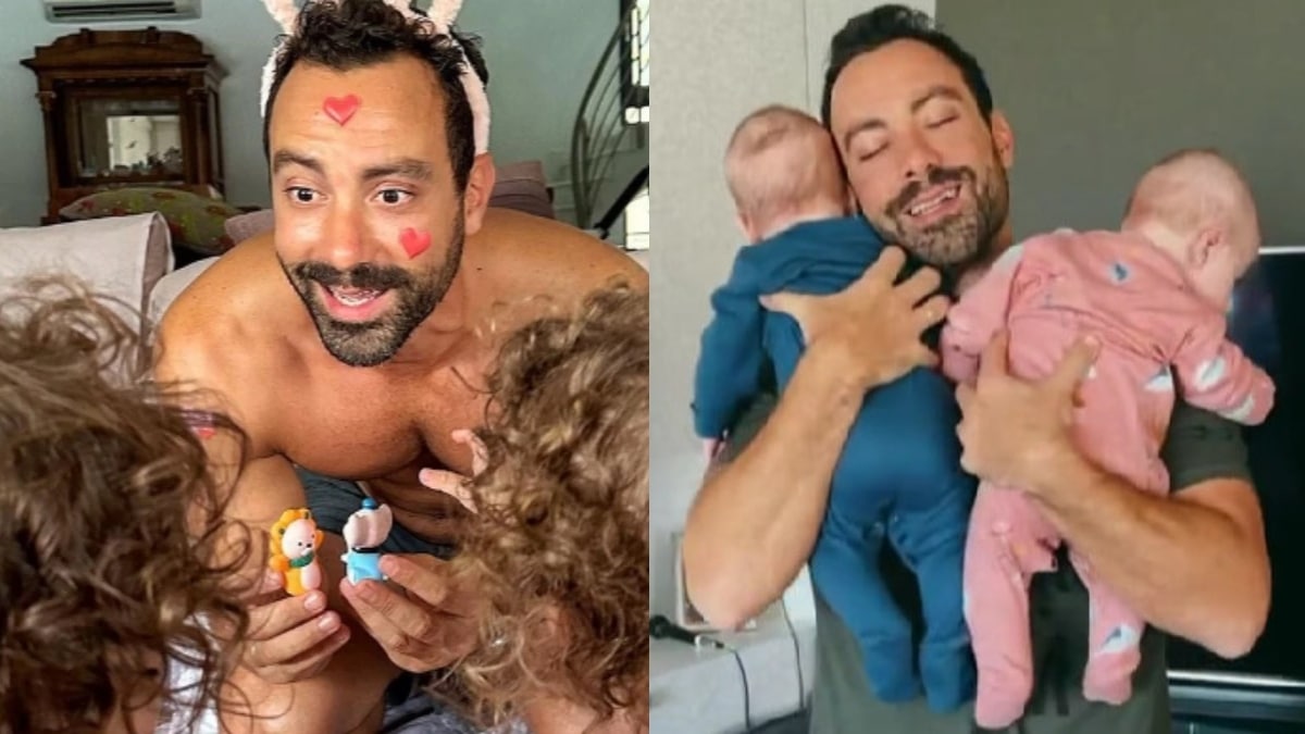 «Χαλί να τον πατήσουν» οι κόρες του: Οι δίδυμες του Σάκη Τανιμανίδη έβαψαν τα νύχια των ποδιών του (photo)