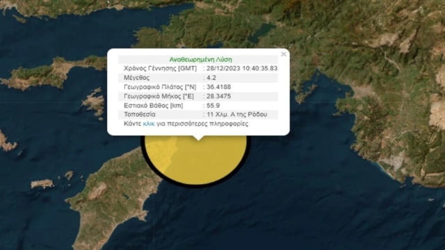 Σεισμός στη Ρόδο – 4,2 Ρίχτερ «χτύπησαν» το νησί