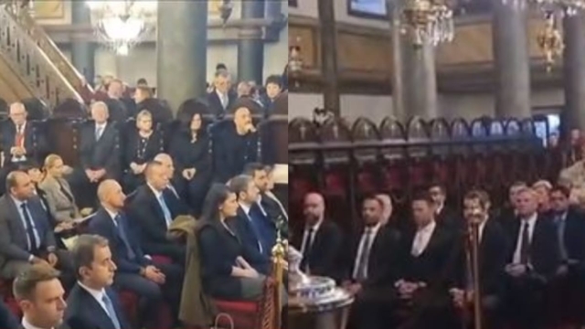 Ο ένας δεξιά, ο άλλος αριστερά: Κασσελάκης και Ανδρουλάκης στη Θεία Λειτουργία για τα Θεοφάνεια στο Φανάρι (video)