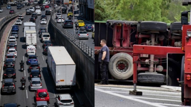Κυκλοφοριακό «κομφούζιο» στην Αθηνών – Λαμίας μετά από ανατροπή νταλίκας – Που κινούνται τα οχήματα;