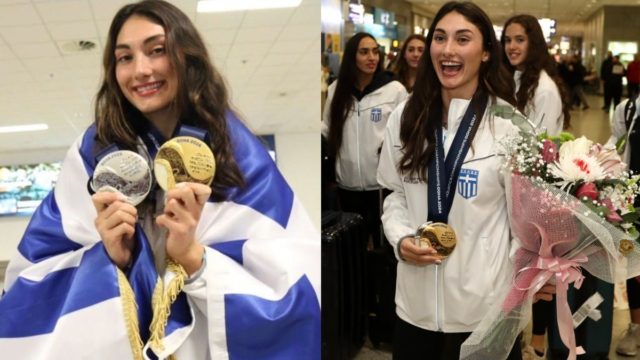 «Χρυσή» και τυλιγμένη με τη γαλανόλευκη επέστρεψε η Ευαγγελία Πλατανιώτη: «Είναι τιμή για εμένα» (video)