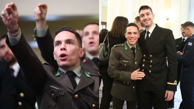 «Φούσκωσε» από περηφάνεια η Βασιλική Μιλλούση: Στα χακί ο Λευτέρης Πετρούνιας – Ορκίστηκε αξιωματικός δίπλα στον Τεντόγλου (video)