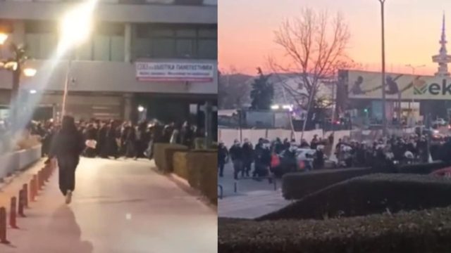 ΑΠΘ: Τα ΜΑΤ μέσα στην Πρυτανεία που βρίσκεται υπό κατάληψη (video)