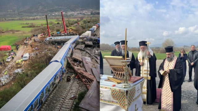 Ο Αρχιεπίσκοπος Ιερώνυμος στα Τέμπη, 1 χρόνο μετά την τραγωδία – Τέλεσε τρισάγιο στη μνήμη των θυμάτων του σιδηροδρομικού δυστυχήματος