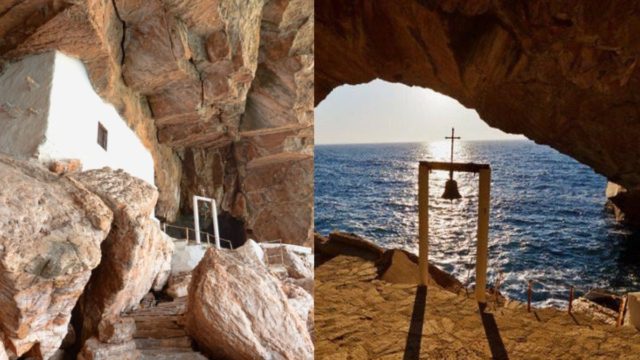 Χωρίς πάτωμα και στέγη: Το παράξενο εκκλησάκι των Κυκλάδων που χτίστηκε από τάμα μέσα σε βράχο