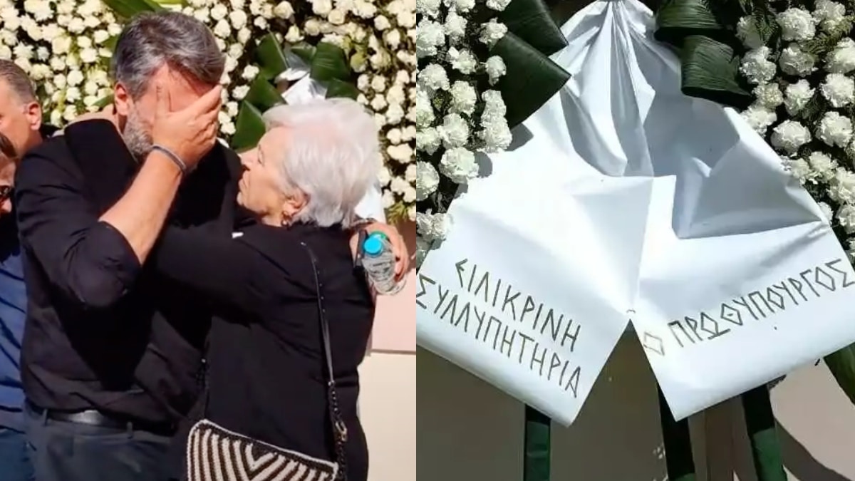 Σπάραξε ο Γιάννης Καλλιάνος στην κηδεία του πατέρα του – Απέστειλε στεφάνια ο Κυριάκος Μητσοτάκης (video)